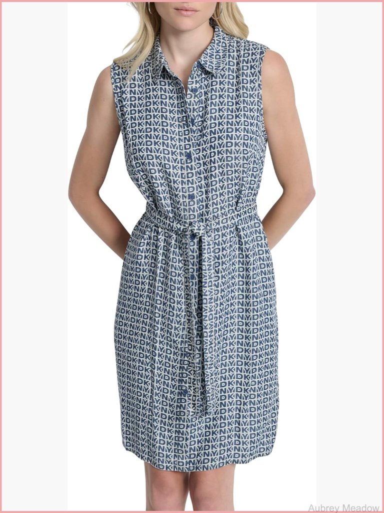 Sleeveless Collared Neck Button Front Shirtdress With Removable Belt Knee-Length